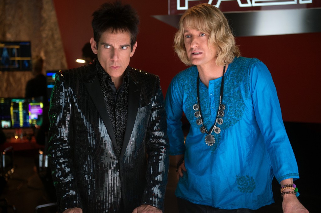 In this image released by Paramount Pictures, Ben Stiller portrays Derek Zoolander, left, and Owen Wilson portrays Hansel in a scene from, "Zoolander 2." (Wilson Webb/Paramount Pictures via AP)